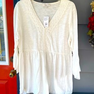Suzanne Betro White Cotton Tunic, 1X